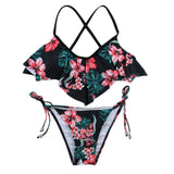 #Z1  Floral Print Ruffled Bikini Set Women Bandage Sexy Bikini Set Push-Up Brazilian Swimwear Women Beachwear Swimsuit Bikinis