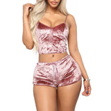 2020 Sexy Two Pieces Sleepwear Bra Sets Velvet Underwear Lingerie Sets Ladies Intimates Tops And Pants Babydoll Sets Clothing